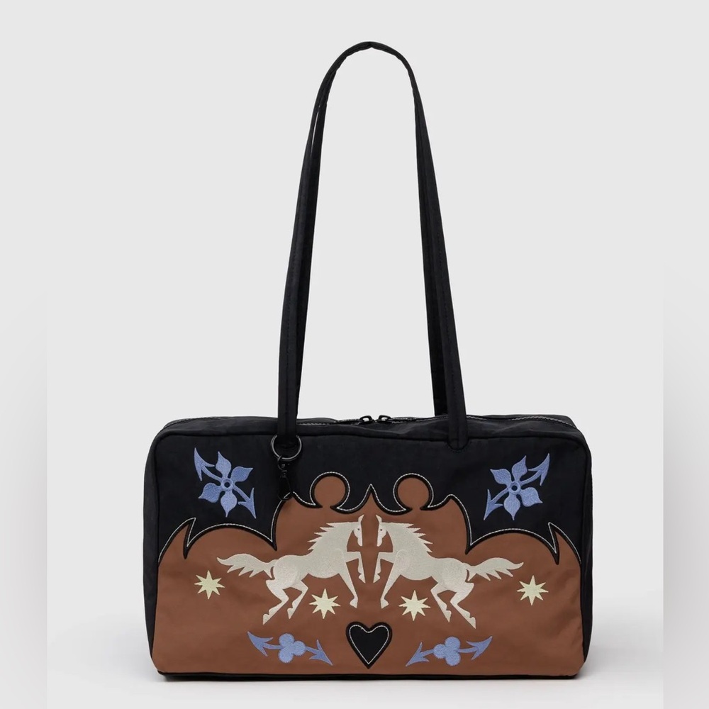 Medium Nylon Bowler Bag Western Appliqué